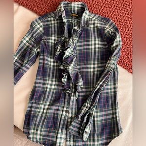 Rugby Ralph Lauren plaid ruffle button up